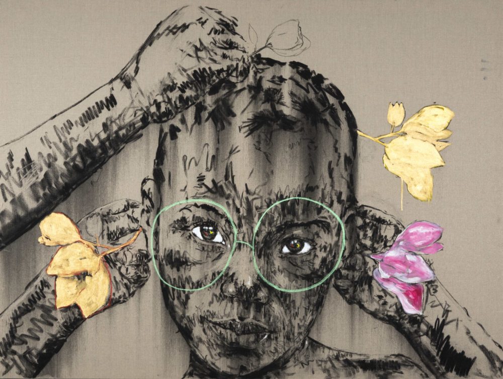 Decoration of the Youth, charcoal, pastel, ink and oil on Belgian linen canvas, 200×250 cm, 2019, ©Andile Buka