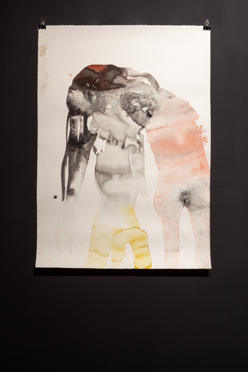 Chloé Julien, Sur ton dos (2008) Aquarelle, encre et sel sur papier, 105 x 75 cm © Emilie Mathé Nicolas