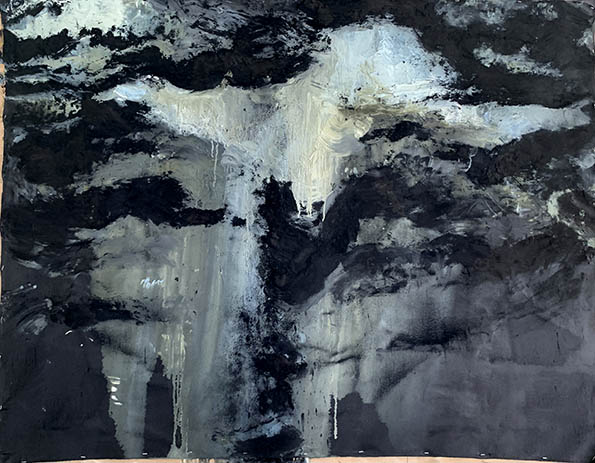 Mer Hallucinée III (2019) Huile et pigments sur toile noire, 116 x 145 cm ©BianchArickx