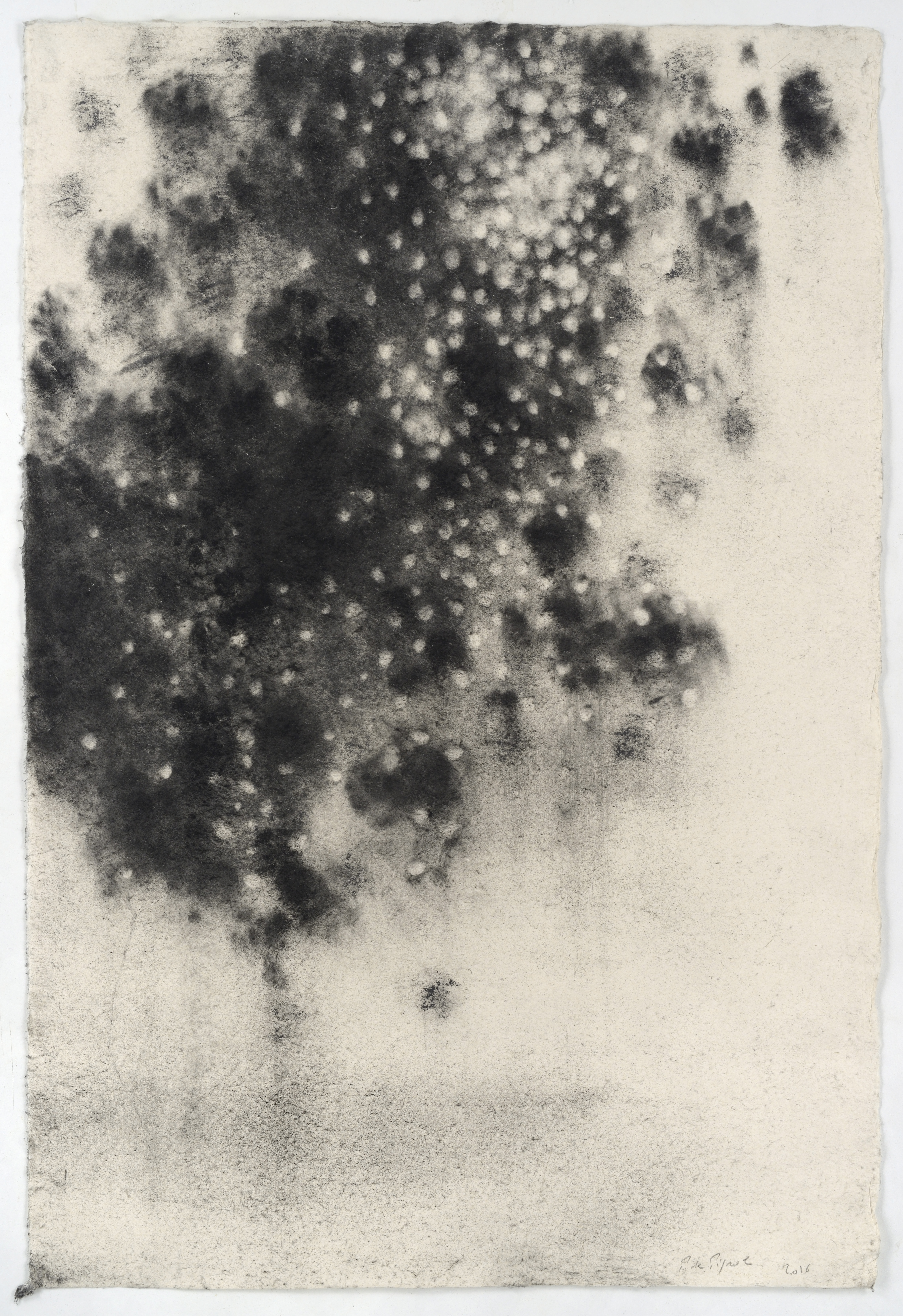 Paul de Pignol, Figure de cendre, fusain, 96x64 cm, 2016 ©