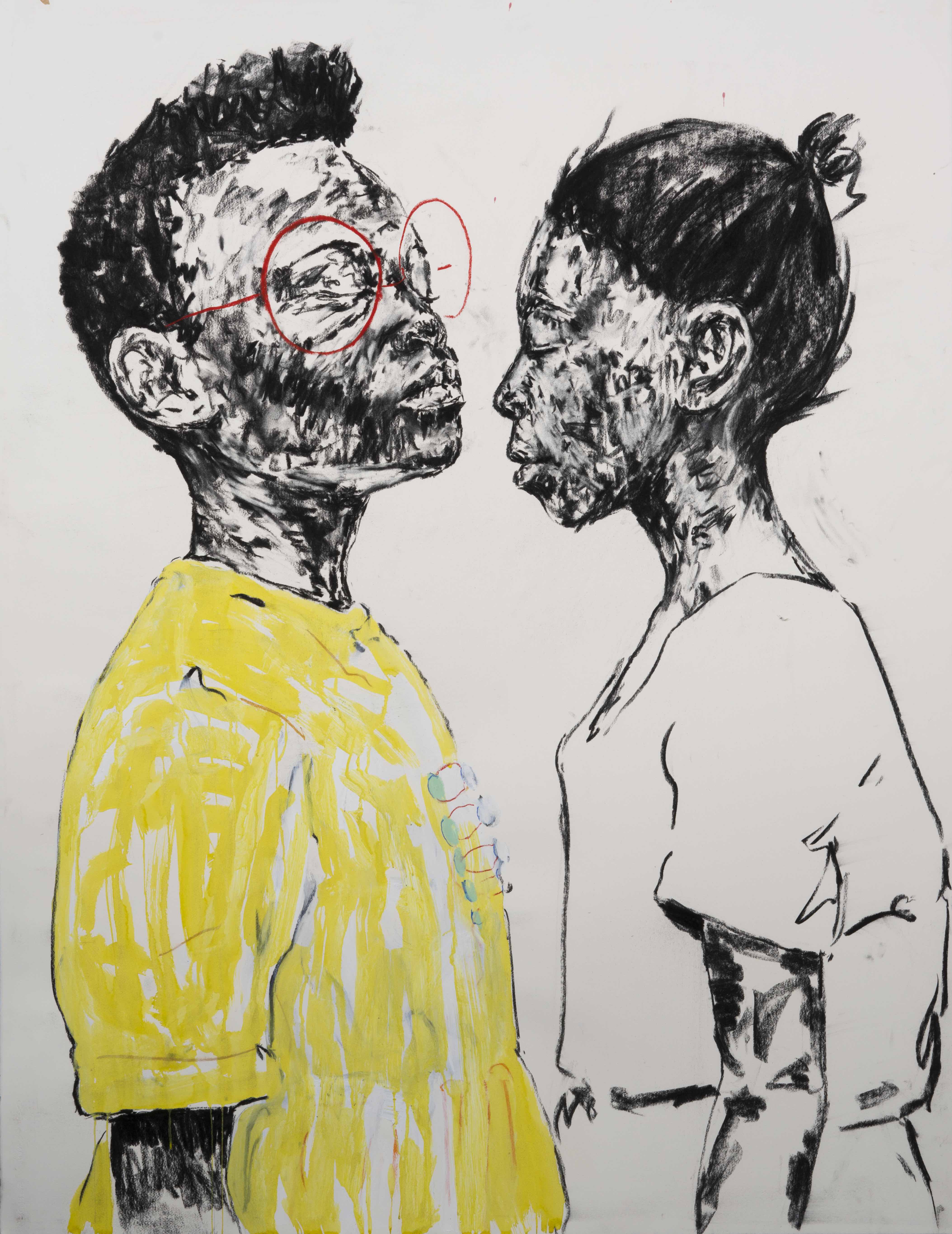 Women of Colour Fusain, acrylique et pastel sur papier 160 x 120 cm, 2019 ©Andile Buka