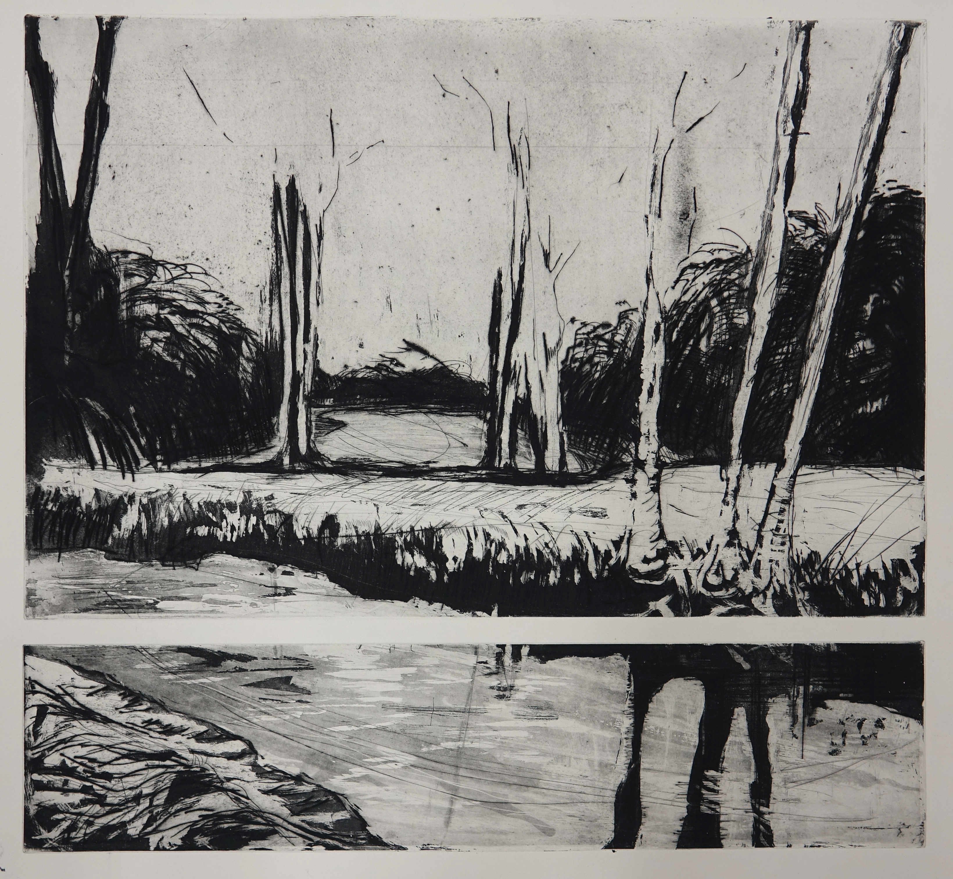 Le Vexin, hommage à Corot, 2018, 70x84 cm, Pointe sèche © Cedric Le Corf