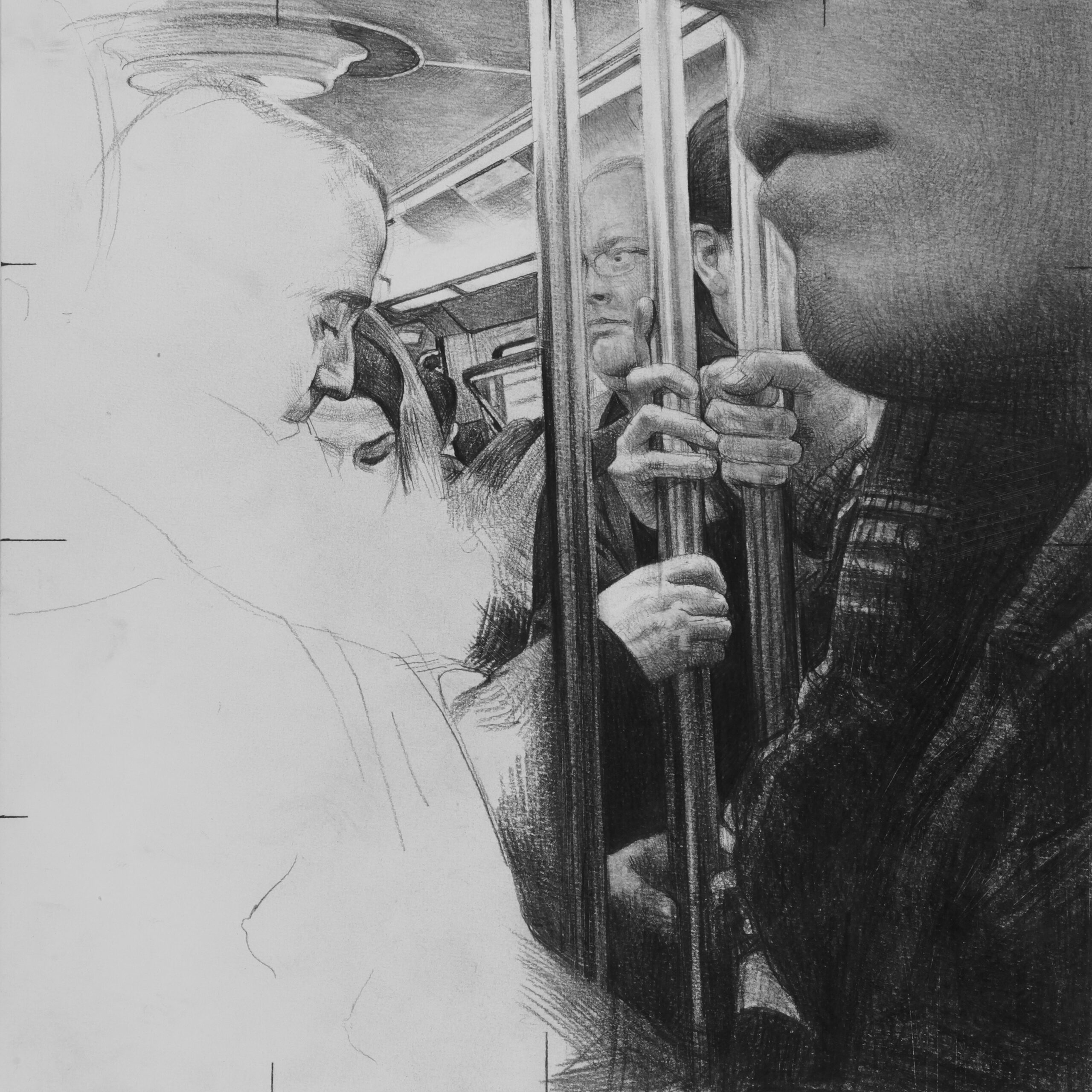 No. 2, Série Bruits du Monde, Pierre noire sur papier, 2017, 29,5 x 29,5 cm