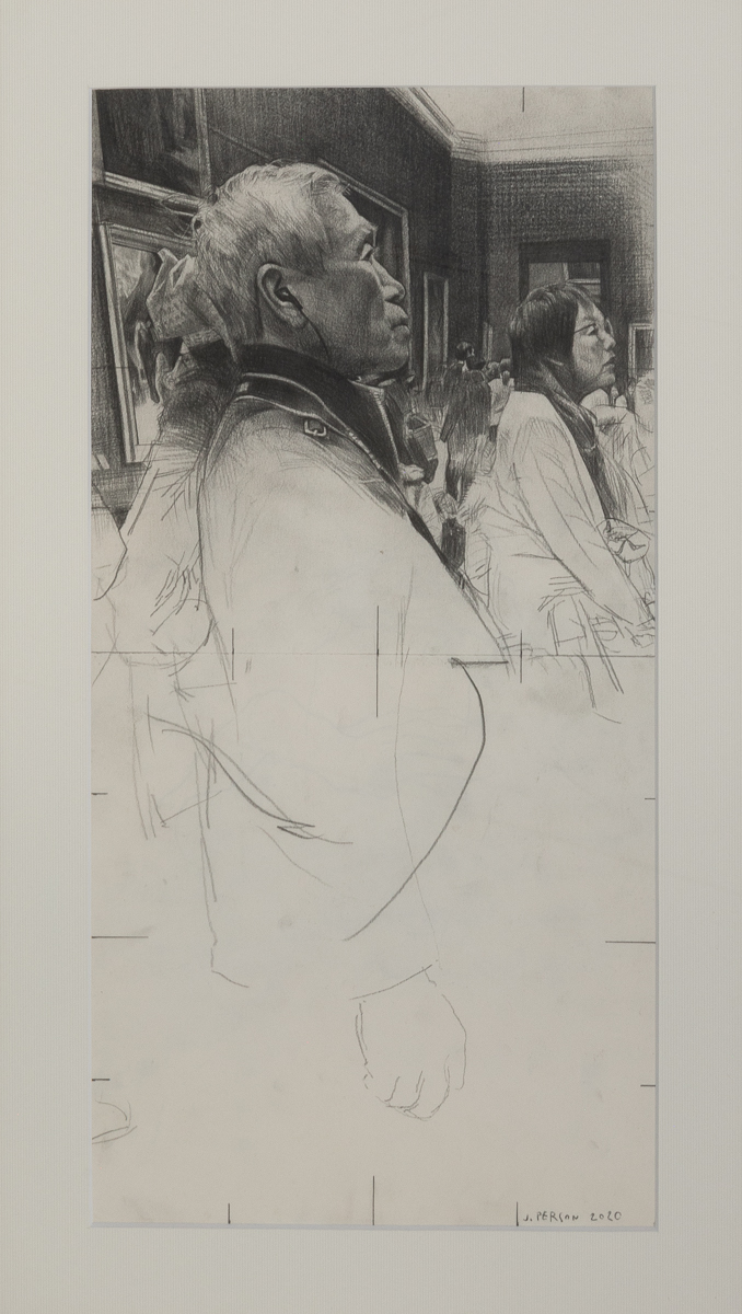 Le Louvre, Série Les Verticales, 2020, Black stone on paper, 60 x 35,5 cm  | Image © Emilie Mathé Nicolas