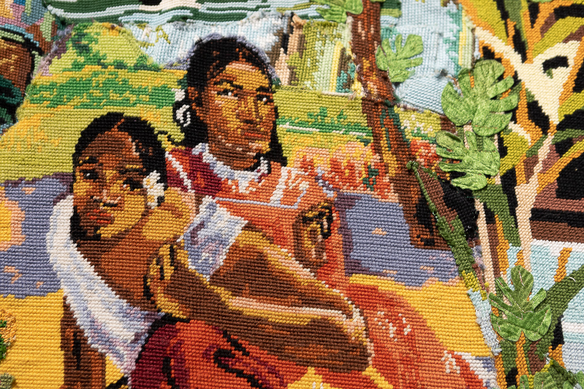 Nativité (détail), 2019, Canevas et tapisserie assemblés et cousus, 378 x 217 cm | Image: Emilie Mathé Nicolas