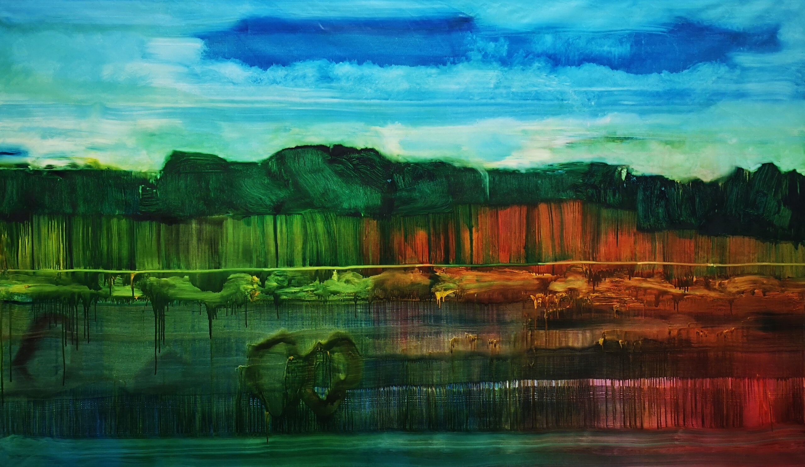 Sans Titre, 2021, Encre sur toile, 200 x 345 cm