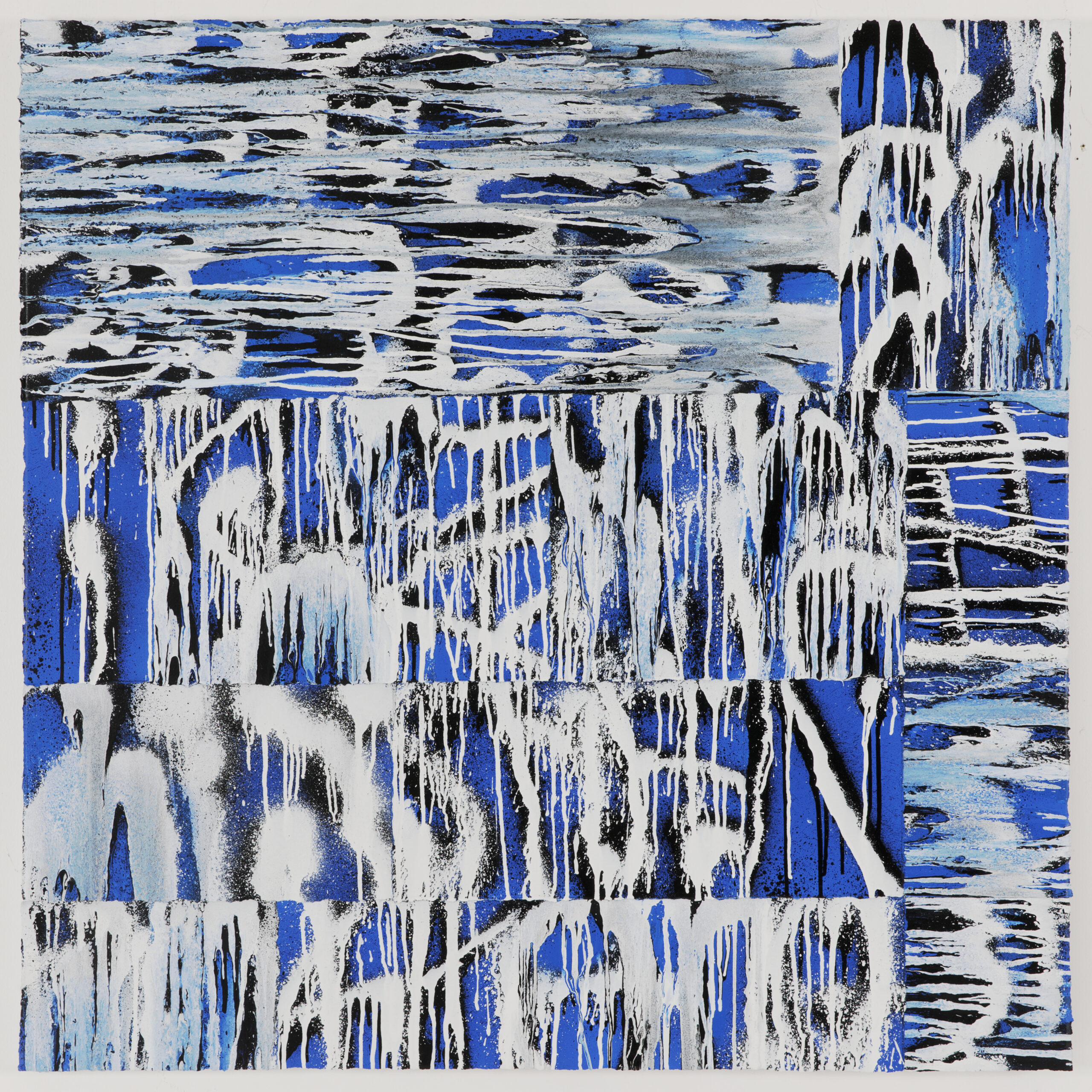 Fragments 6, 2022, Acrylique sur papier montval 300g marouflé sur toile de lin, 117 x 177 cm