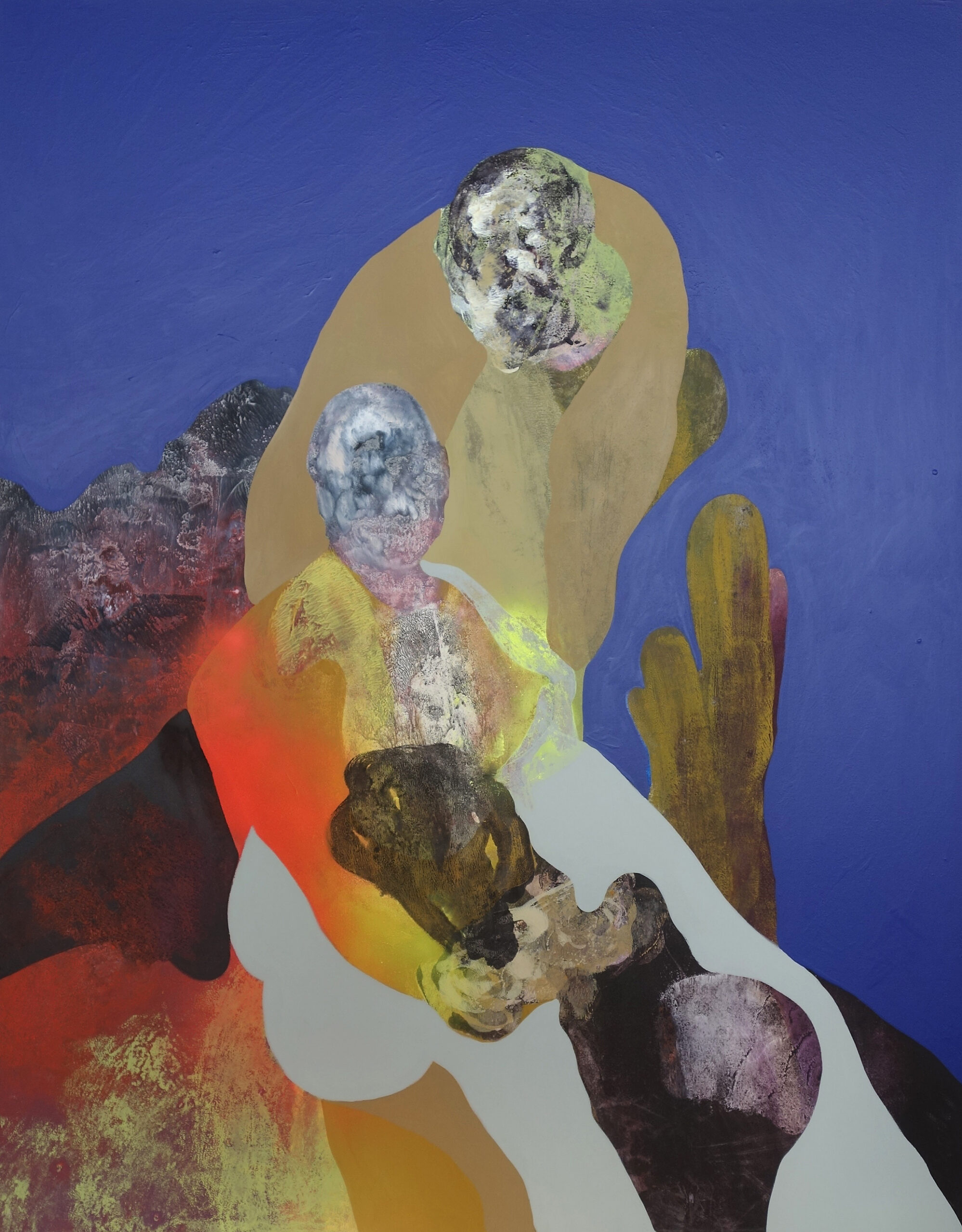 Evanation bleue, Christophe Miralles, 2023, Huile sur toile, 146 x 114 cm © Flo Arnold et Christophe Miralles