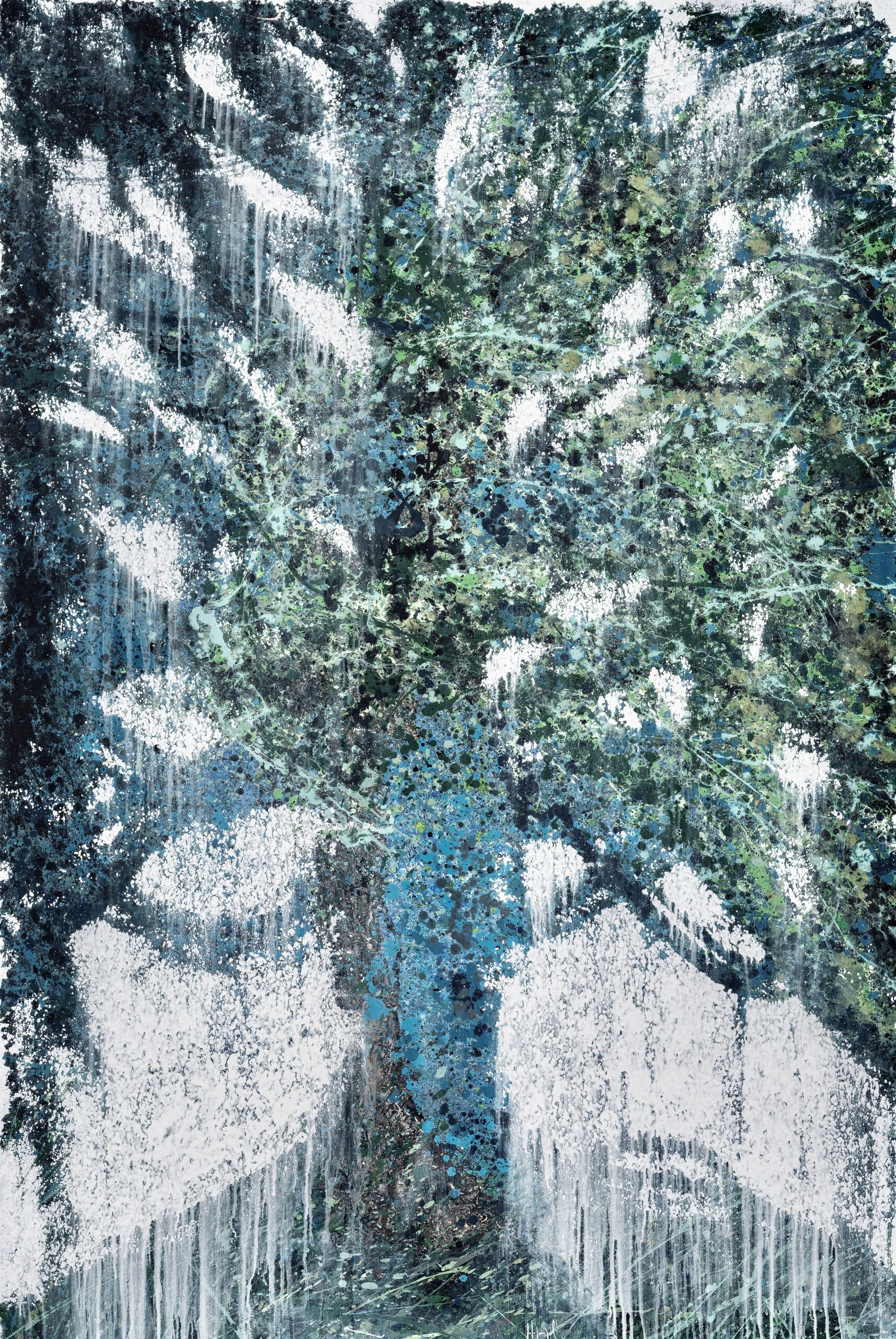 N°534 série Empreintes, 2022, Technique mixte, acrylique sur toile, décollement de la peinture à l’eau sous haute pression, 195 x 130 cm