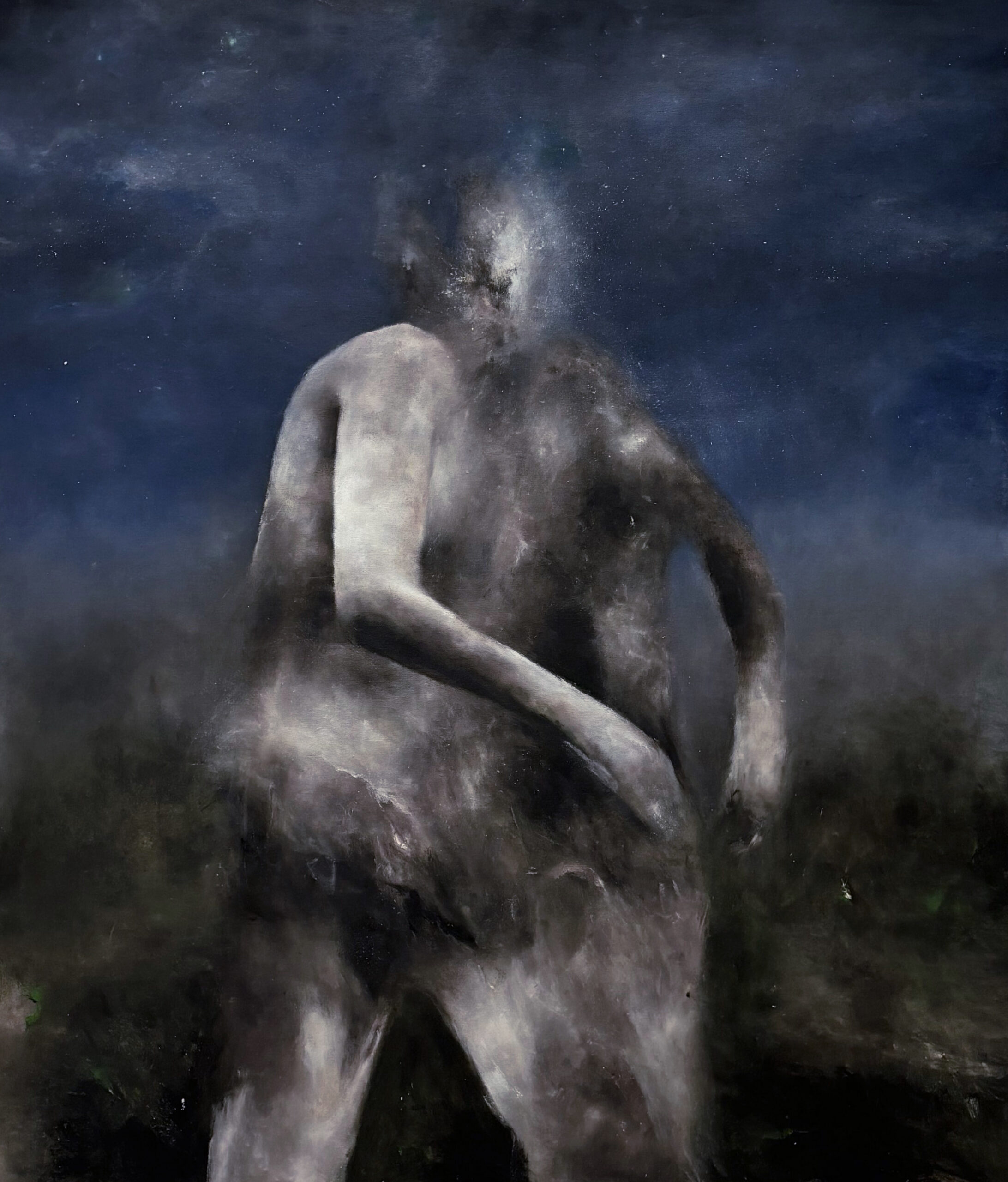 En bleu adorable, 2024, Huile sur toile, 140 x 120 cm