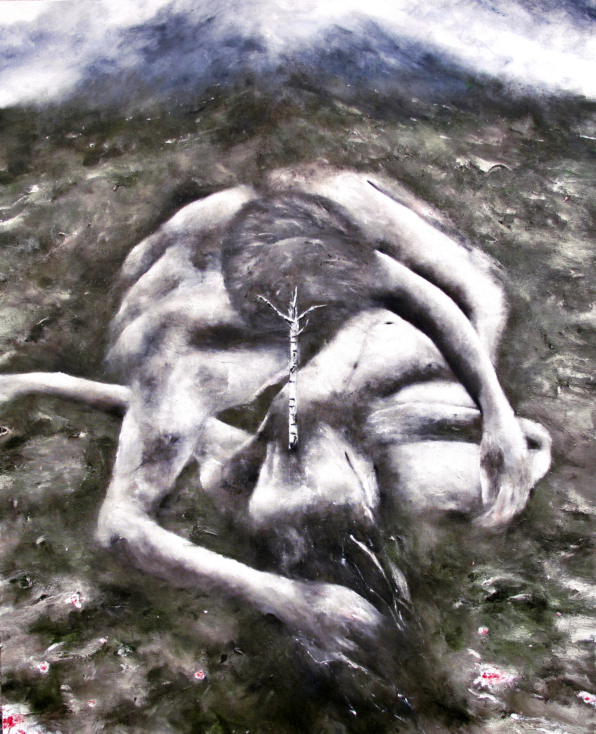 Ombilic, 2024, Huile sur toile, 180 x 140 cm