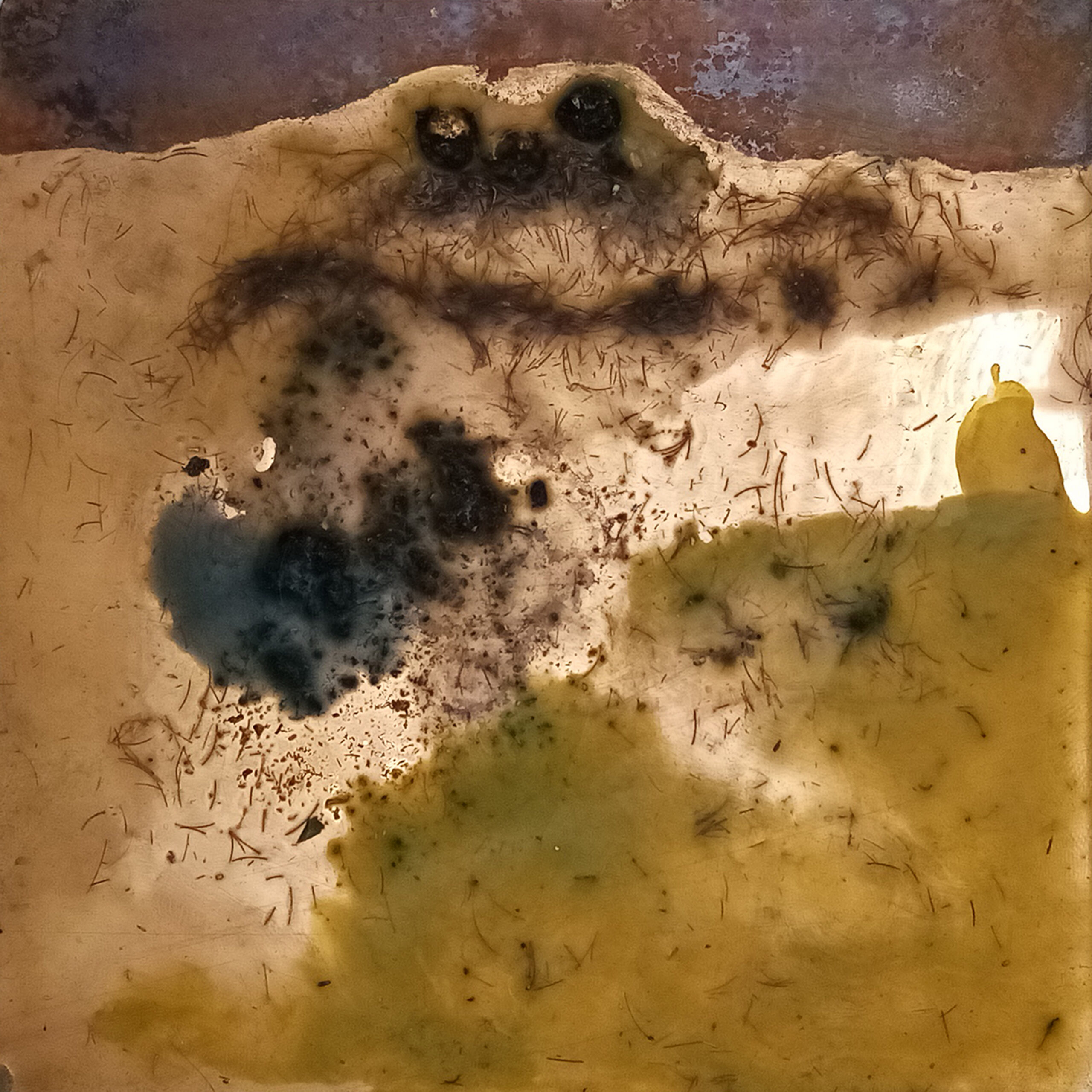 Sédiments #2, Peinture à l'encaustique sur cuivre oxydé, 13,5 x 13,5 cm | © Xavier Servas