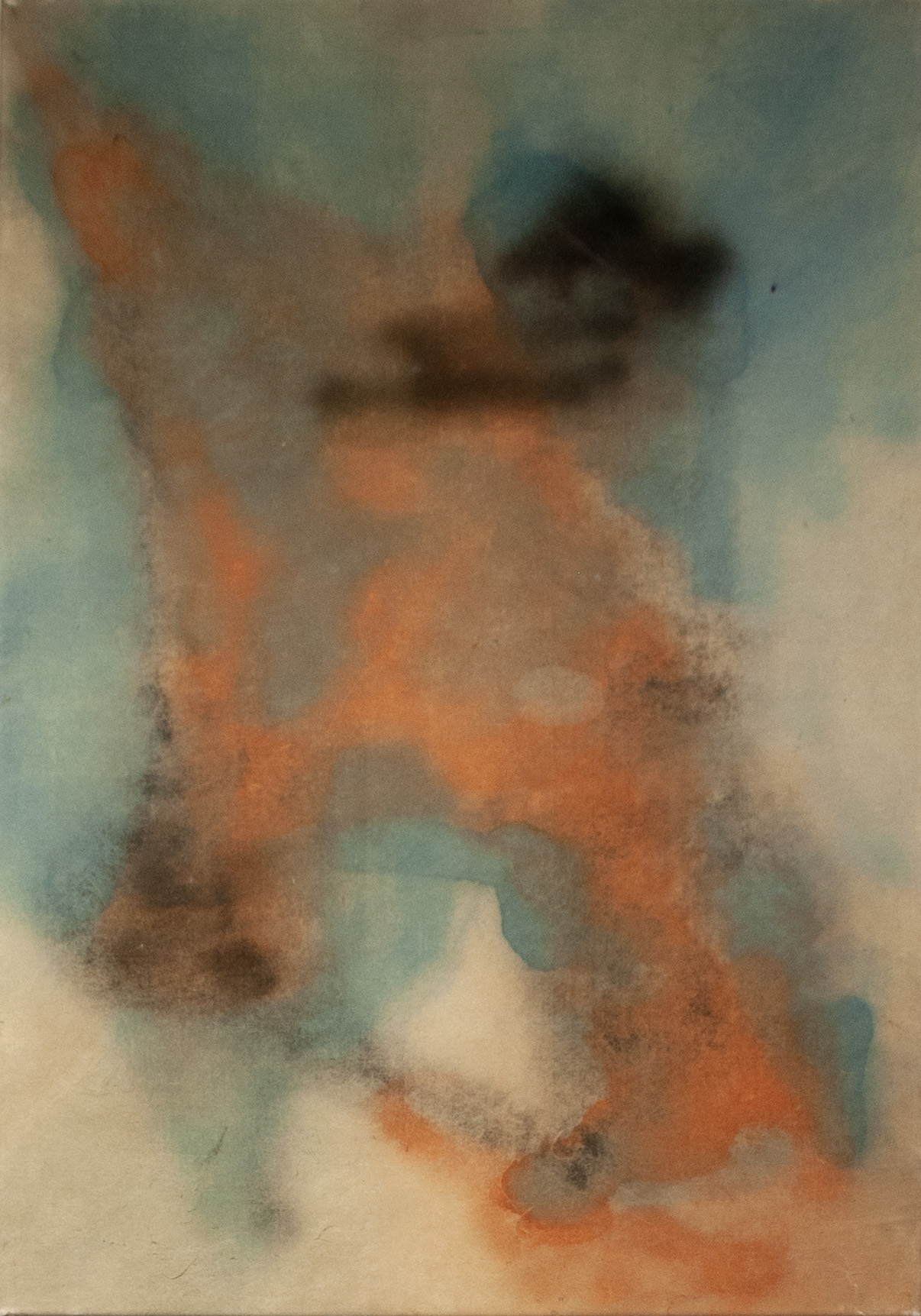 Gaz #5, Aquarelle, pigments XSL, encre sur papier traditionnel vietnamien (do) marouflé sur toile, 65 x 45 cm | © Xavier Servas