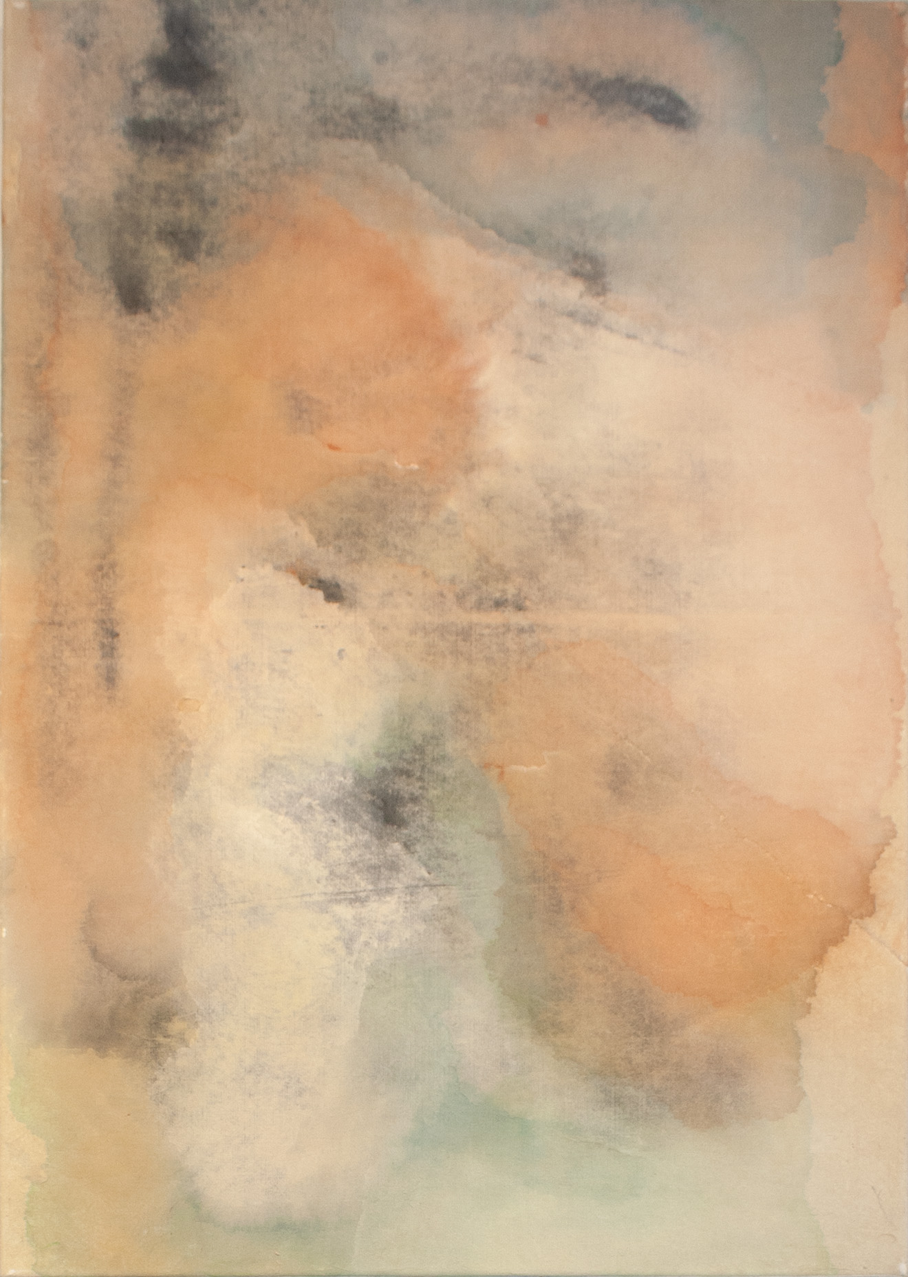 Gaz #10, Aquarelle, pigments XSL, et encre sur papier traditionnel vietnamien (do) marouflé sur toile, 70 x 50 cm | © Xavier Servas