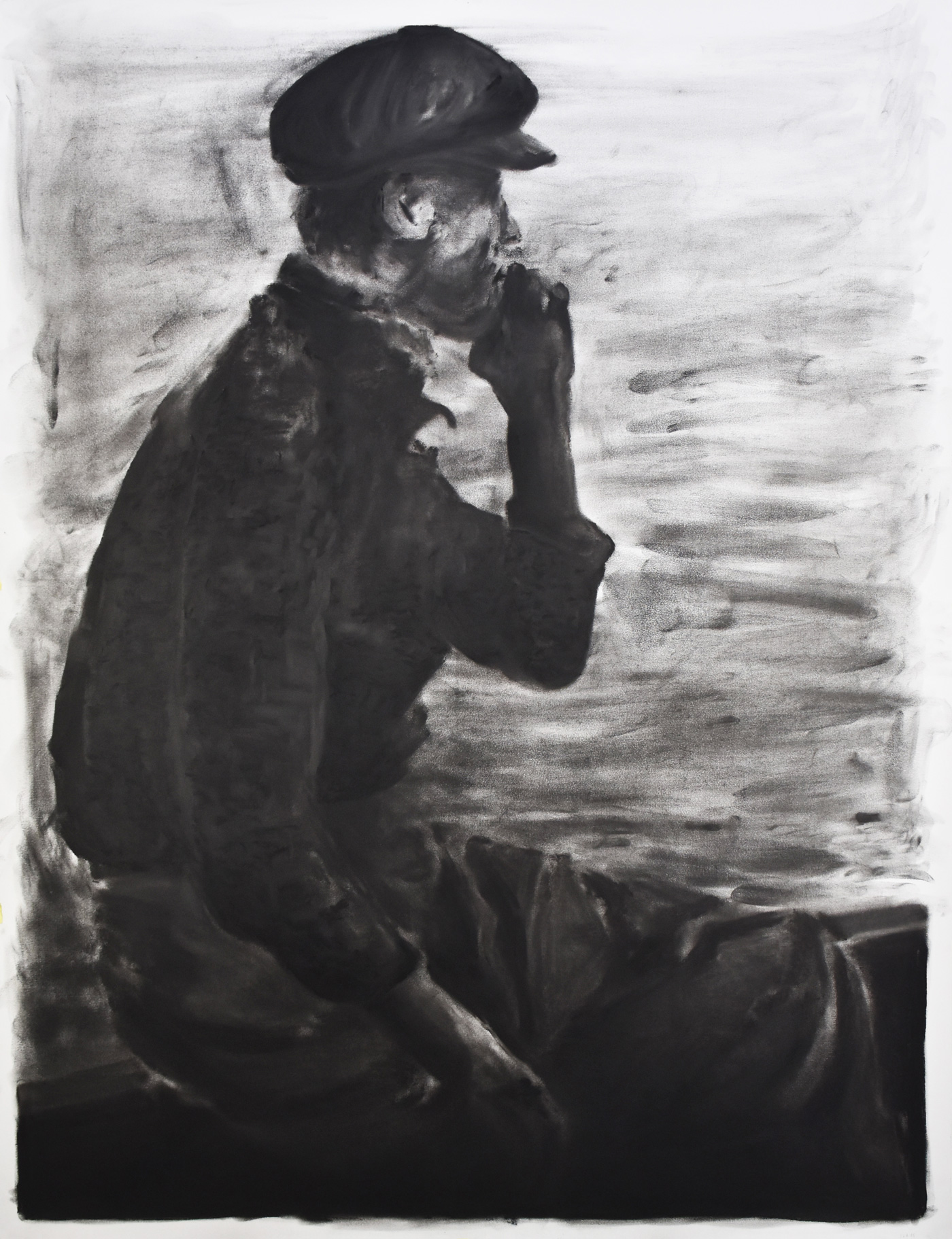 Our eyes locked tot the tide, 2025, Charcoal on paper, 150 x 115 cm | ©Studio23 ©Joren Van Acker