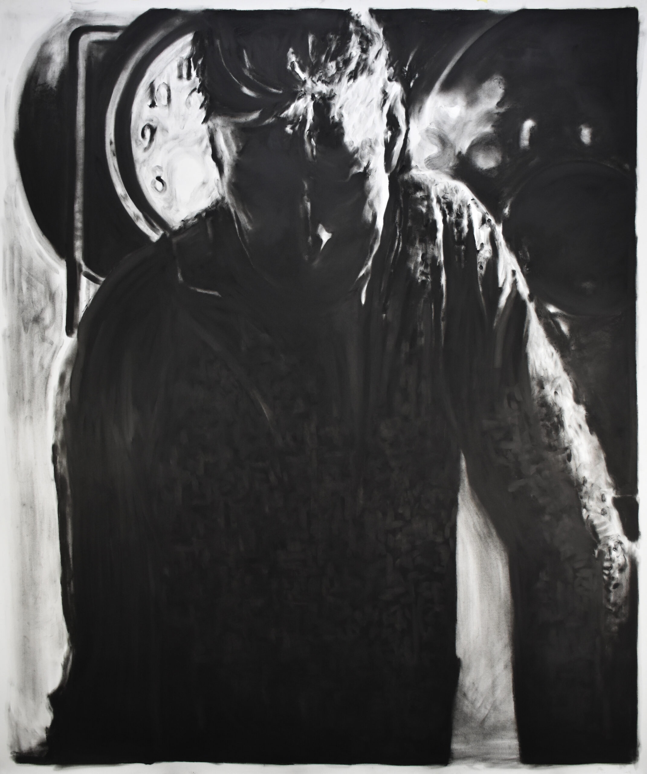 The lighthousekeeper, 2025, Charcoal on paper, 180 x 150 cm | ©Studio23 ©Joren Van Acker