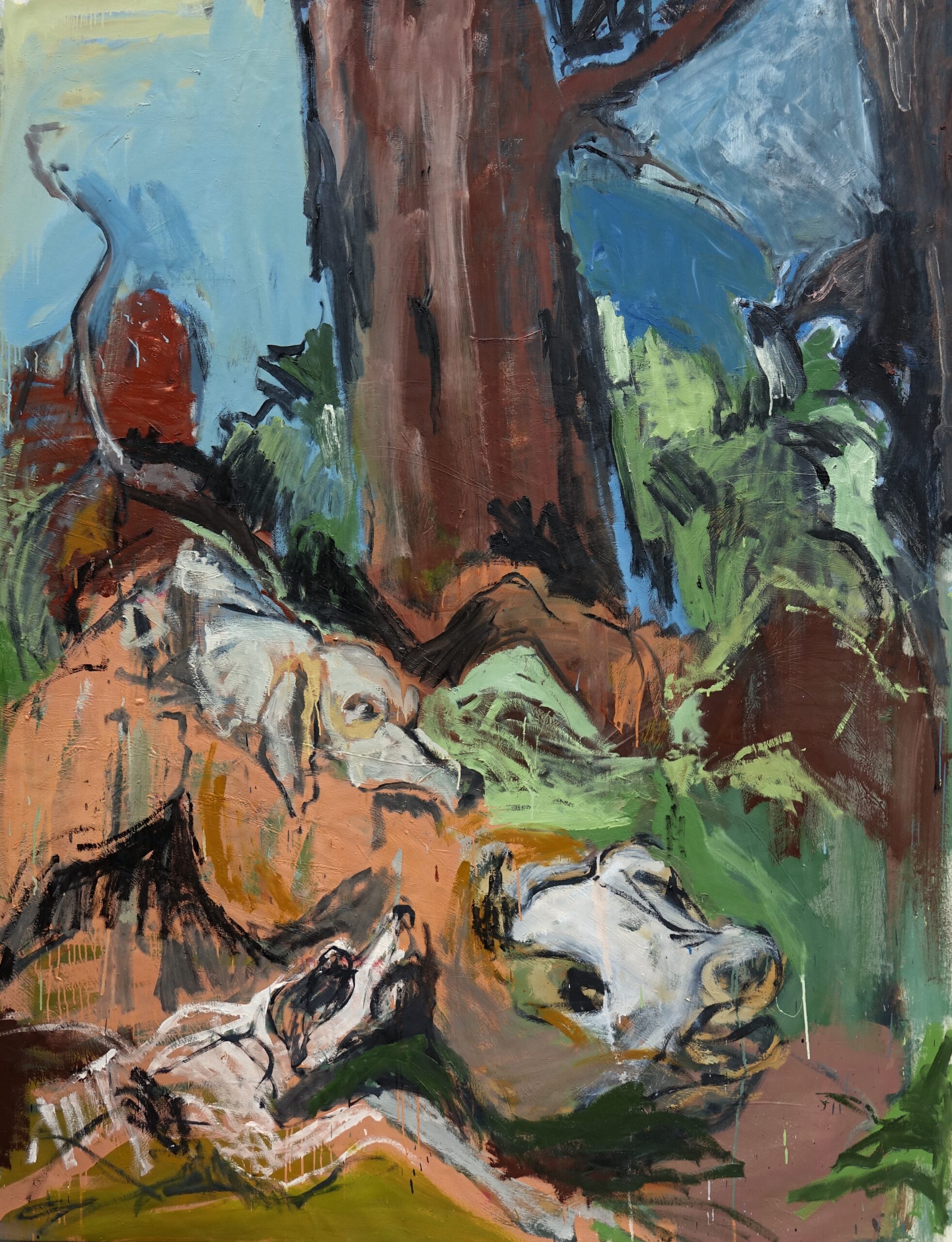 Le sifflement du geai, 2025, Huile sur toile, 195 x 155 cm