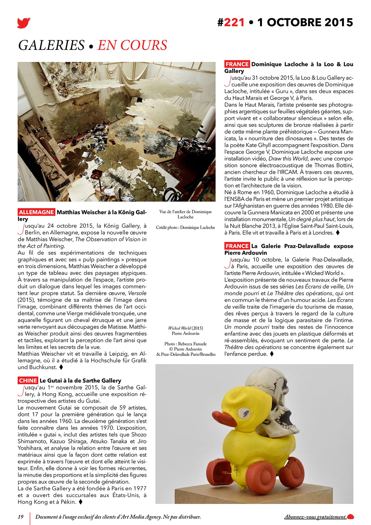 DOMINIQUE LACLOCHE, « Guru », AMA # 221, Octobre 2015