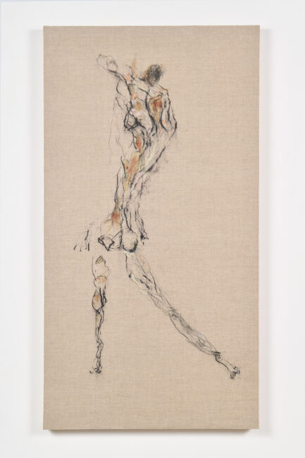 Untitled 2_2018 Huile, fusain et craie sur lin, 110 x 60 cm