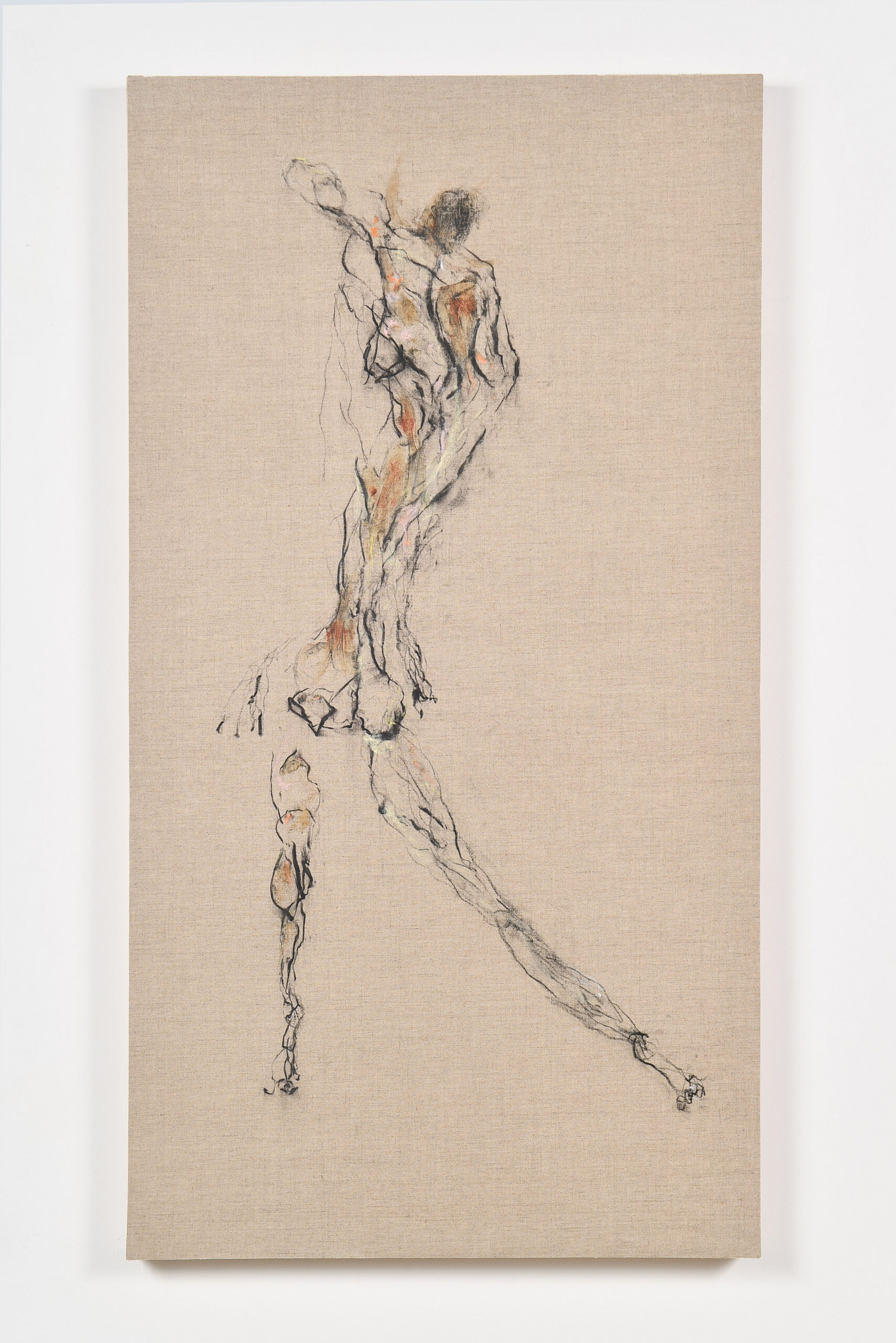 Untitled 2_2018 Huile, fusain et craie sur lin, 110 x 60 cm